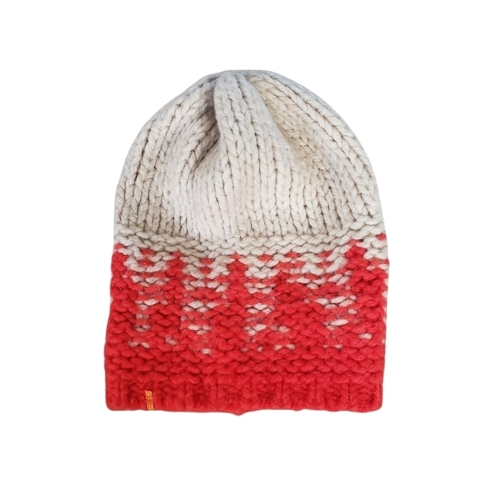 Maevy Concept Wool Mohair Thick Knit Beanie Hat Beige Orange